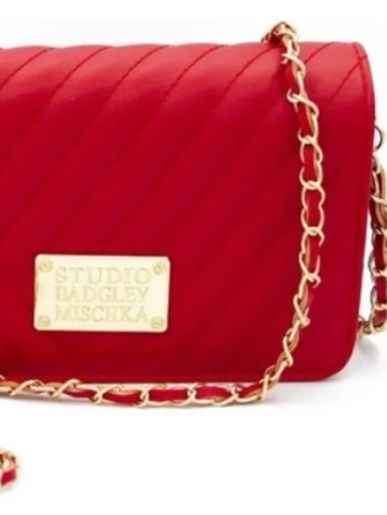 Studio Badgley Mischka Ruby Red Quilted Shoulder Bag w/ detachable chain- NWT - Picture 7 of 7